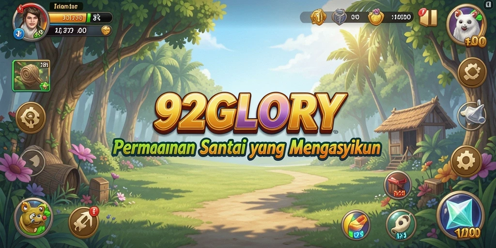 Tangkapan layar gameplay menunjukkan suasana ceria di 92GLORY.