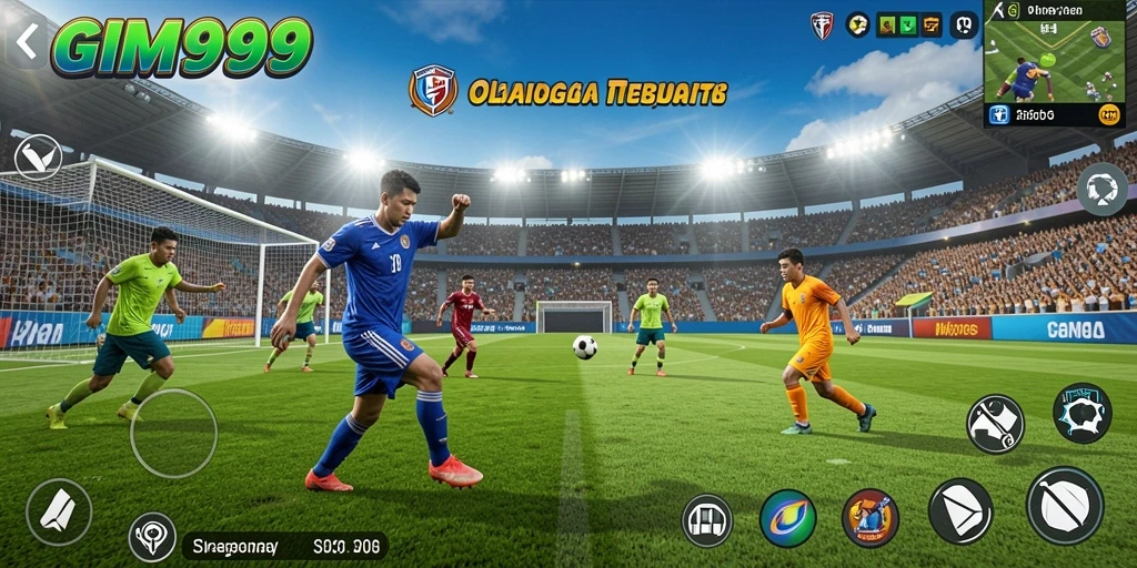 Tangkapan layar gameplay GIM999 yang menampilkan aksi seru di lapangan.