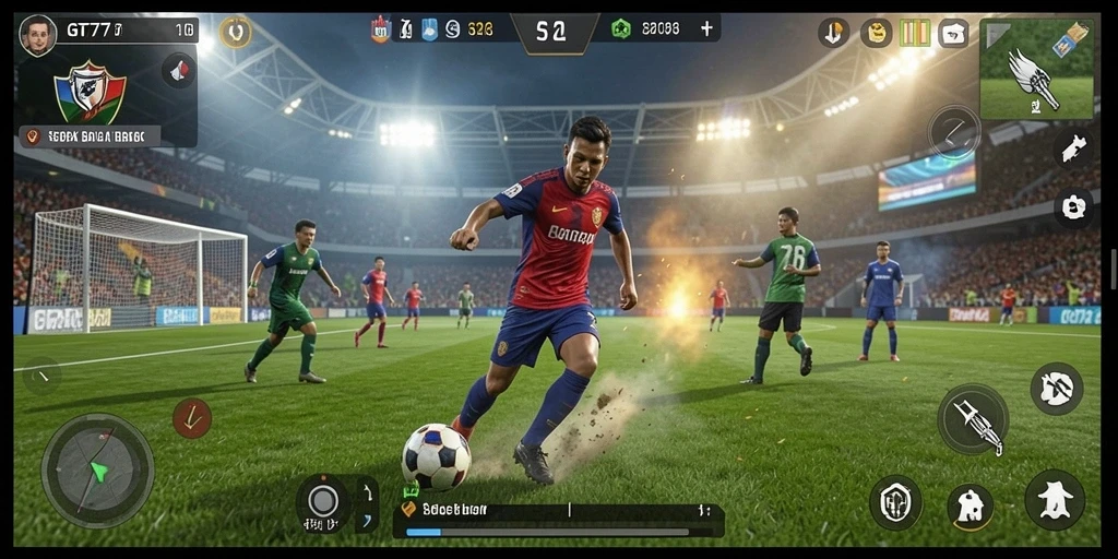 Tampilan gameplay GT777 yang menarik dan penuh aksi sepak bola.