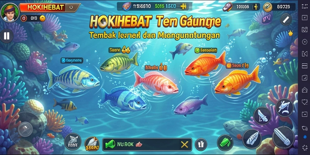 Tampilan gameplay HOKIHEBAT yang mendebarkan saat menangkap ikan.