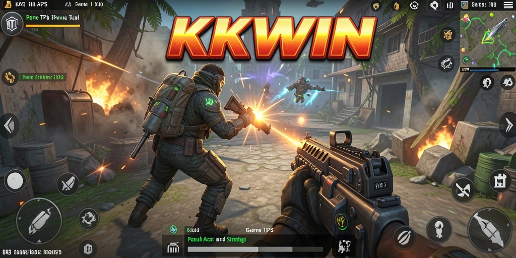 Gameplay seru KKWIN dalam aksi tembak-menembak yang intens.