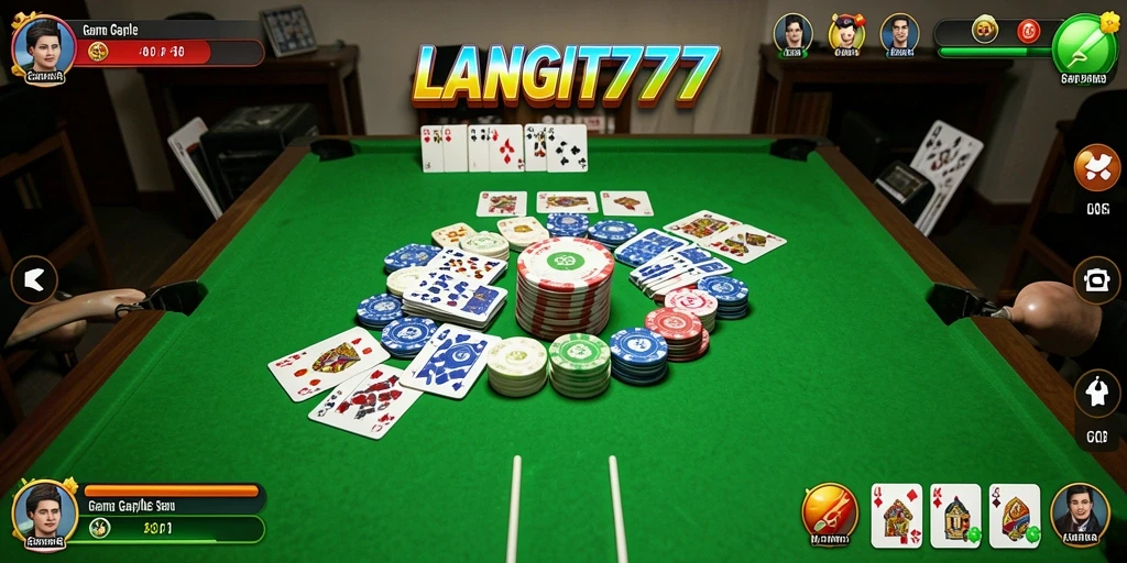 Screenshot LANGIT777 menampilkan gameplay Gaple yang seru dan interaktif.