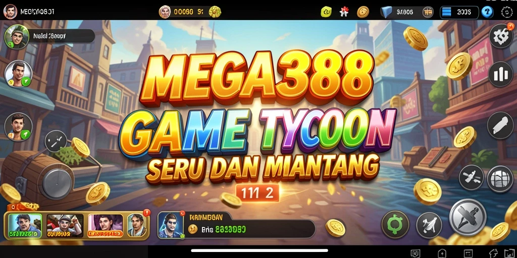 Tampilan gameplay seru dari MEGA388 yang menampilkan manajemen usaha.