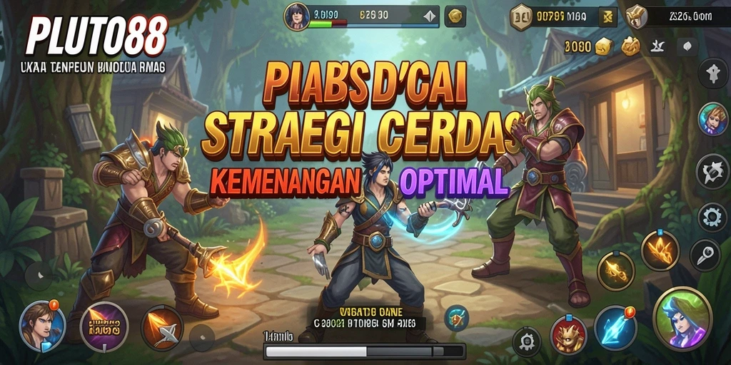 Screenshot utama PLUTO88 menampilkan taktik dan pertempuran yang intens.