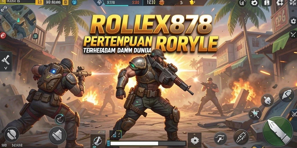 Tampilan gameplay seru dari ROLEX878 dalam adegan pertempuran Battle Royale.