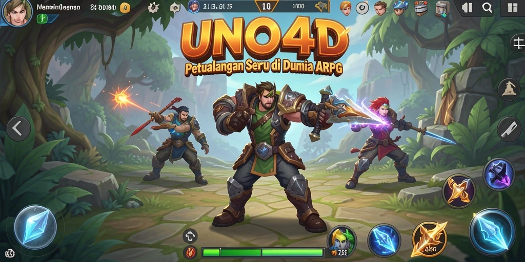 Screenshot gameplay <strong>UNO4D</strong> menampilkan pertarungan seru di dunia fantasi.