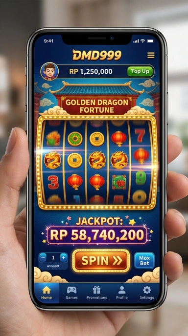 Tampilan utama aplikasi dmd999 dengan navigasi mudah.